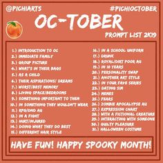 an orange poster with the words october and other things to do in front of it