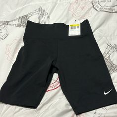 Nwt. Small. Nike Fitted Shorts, Nike Fitted Solid Color Shorts, Nike Solid Color Biker Shorts For Sports, Black Biker Shorts For Spring, Nike Fitted Black Biker Shorts, Spring Sports Black Biker Shorts, Spring Sports Biker Shorts In Black, Black Sporty Biker Shorts For Spring, Nike Stretch Casual Biker Shorts