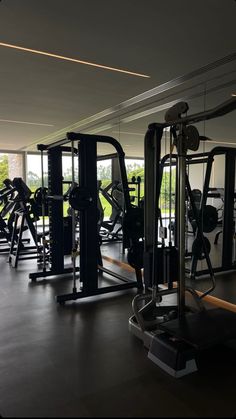 there are many exercise machines in the gym