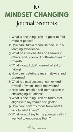 10 journal prompts to change your mindset for the better.  #mindset #mindsetshift #mindsettips #journal #journalprompts #journalquestions #stressjournal #anxiety #stress #anxietyrelief #stressrelief #stressmanagement #growth #growthmindset #lettinggo #newera #success #personaldevelopment #healthylife #healthyhabits #peace #mentalhealth #mentalrest #gratitude Journal Prompts To Know Yourself Better, Fill In The Blank Journal Prompts, Journal Prompts For Positivity, Journaling For Growth, Journal Prompts For Recovering Addicts, Productive Journal Prompts, 30 Day Gratitude Challenge Journals, Closure Journal Prompts, Journal Prompts For Growth Mindset