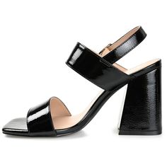 Instantly add a glam finish to any look with the Adras by Journee Collection. This block-heeled strappy sandal features patent vegan leather uppers and an open square toe for a retro look. A padded footbed completes the design for extra comfort. At Journee Collection our pump styles will let you go from a fun night out with the girls to kicking back and relaxing at the end of the night without any trouble. Platform Block Heels, Black Sandals Heels, Famous Footwear, Journee Collection, Sandals Black, Sandal Fashion, Dress Sandals, Block Heels Sandal, Dress And Heels