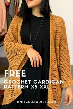 Easy crochet lightweight cardigan pattern and video tutorial. Includes women's sizes XS-XXL Loose Cardigan Crochet Pattern, Xl Crochet Cardigan Pattern, One Skein Crochet Cardigan, Light Weight Crochet Cardigan, Free Crochet Cardigan Patterns For Women Sweater Coats, Crochet Lightweight Cardigan Pattern, Loose Crochet Cardigan, One Piece Crochet Cardigan Free Pattern, Crochet Summer Cardigan Pattern Free Easy