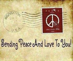 an old postcard with a peace stamp on it