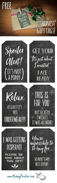 chalkboard christmas gift tags with free printables on them for the holiday season