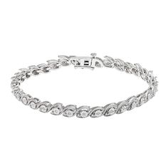 Sterling silver milgrain bracelet with 34 round single cut diamonds weighing approximately 1/7 ct. tw. Starry Nights, Helzberg Diamonds, Berkshire Hathaway, Silver Prices, Bracelet Sterling Silver, Creative Arts, Tennis Bracelet, Silver Diamonds, Chain Link Bracelet