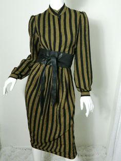 Vintage Cassant Dress Brown and Black Stripped 100% Silk Size 6 Flat Lay Armpit-Armpit 18" Waist 16" Back Length 46" Sleeve Length 24" Note: Belt Not Included Silk Dress Vintage, Fashion Closet, Vintage Silk, Dress Vintage, Vintage Brown, Surface Design, Silk Dress, Vintage Black, Flat Lay