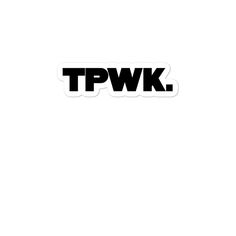 the words tpwk are black and white