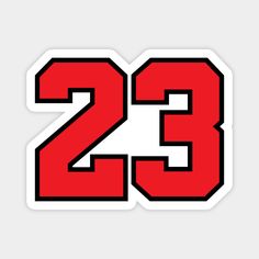 the number 23 sticker is shown in red and white