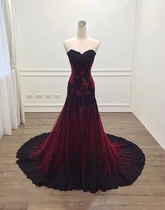 Deep Burgundy Evening Party Dress sold by Sancta Sophia on Storenvy Dress Long Formal, Evening Dress Long, Gothic Wedding Dress, Lace Evening Gowns, Long Formal Dress, Sweetheart Prom Dress, Lace Formal Dress, Red Evening Dress, Prom Dress Inspiration