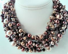 Brown statement necklace, statement jewelry,mauve, mocha, ooak, crystal, gift for woman Brown Multi-strand Necklace For Party, Elegant Brown Multi-strand Beaded Necklaces, Elegant Brown Beaded Crystal Necklaces, Elegant Brown Beaded Crystal Necklace, Turquoise Statement Necklace, Pearl Statement Necklace, Lapis Lazuli Necklace, Gift For Woman, Wire Crafts