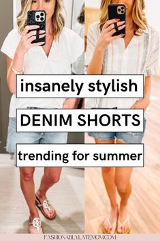 Get ready for the season with stylish tips on how to style denim shorts for summer. These women's summer outfit ideas are perfect for sunny days and casual outings. From classic women's shorts to chic layering pieces, explore women's fashion staples and make denim shorts your go-to for effortless style. Women's Style Tips, Stylish Tips, Outfits Shorts, Fashion Staples, Night Out Outfits, Shorts For Summer, Casual Outfits For Women, Fashionably Late