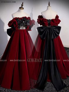 10% off now|Free shipping world-wide. Unique Black And Red Velvet Formal Dress with Big Bow at GemGrace. Click to learn our pro custom-made service for wedding dress, formal dress. View #PromDresses for more ideas. Black Satin Dress With Satin Bow, Black Velvet Dress For Wedding, Holiday Black Velvet Dress, Red Velvet Gala Dress, Black Bow Evening Dress For Formal Occasions, Black Evening Dress With Bow For Gala, Black Formal Evening Dress With Bow, Red Velvet Evening Dress For Party, Red Velvet Party Evening Dress