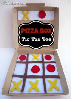 a pizza box that is made to look like tic - tac - toe