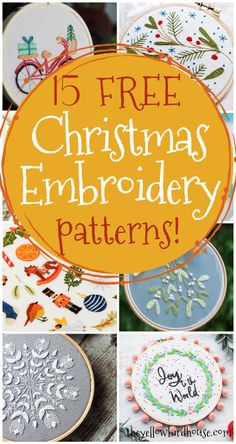 christmas embroidery patterns with text overlay