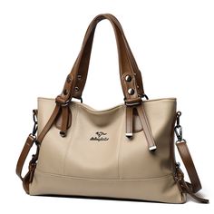 Color: Khaki Beige Solid Color Satchel Shoulder Bag, Casual Top Handle Shoulder Bag With Large Capacity, Trendy Large Capacity Beige Shoulder Bag, Trendy Beige Shoulder Bag With Large Capacity, Beige Double Handle Satchel Solid Color, Beige Double Handle Satchel With Solid Color, Beige Canvas Shoulder Bag With Large Capacity, Beige Large Capacity Canvas Shoulder Bag, Beige Large Capacity Satchel Shoulder Bag