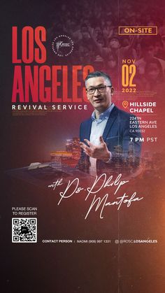 the poster for los angeles revival service