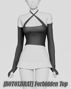 a female mannequin wearing a black and white top