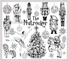 hand drawn nutcrackers and christmas decorations