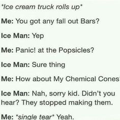 an ice cream truck rolls up text description