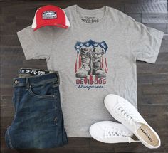 Our everyday Boots tee paired with our signature jeans. Pairs well with our Patch trucker hat. Everyday Boots, White Sneaker