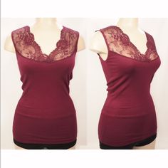 M/L, Lace thermal shaper vest top Size: M/L Color: Burgundy Brand: City Intimates Super soft velvet lining that keep you warm in cold weather. Slim fit cut on the waist and firm outer fabric that gives better control on the waist and tummy. Elegant lace on cuff and V-neck. Will make you feel slim and sexy in the winter! Thermal is made with breathable material. Outer fabric: 90% cotton and 10% spandex  Inner lining: 100% Nylon New with tag. Size S/M fits bust size 32,34,36 A/B/C cup. Size M/L fits bust size 36,38,40 B/C/D cup. Tops Tank Tops Red V-neck Top With Lace Trim, C Cup, A B C, Cup Size, In The Winter, Vest Top, Soft Velvet, Lady In Red, Cold Weather