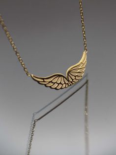 Wings Jewelry, Angel Wings Necklace, Wings Necklace, Wings Pendant, Angel Wings Pendant, Gold Winged Necklace For Gift, Wings Necklace Angel, Elegant Wing-shaped Yellow Gold Necklace, Elegant Gold Angel Wings Necklace