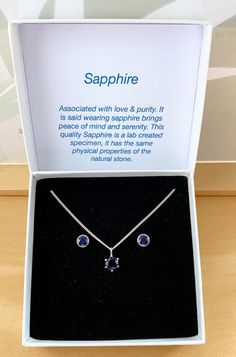 Sterling Silver Sapphire Lab Created Necklace and Earrings/Sapphire Jewellery/UK Silver Sapphire Necklace, Sapphire Jewellery, Earrings Sapphire, Sapphire Earrings Studs, Sapphire Studs, Jewellery Uk, Sapphire Necklace, Sapphire Earrings, Sapphire Stone