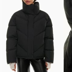 Funnel-Neck Goose Down Puffer Jacket Women’s Medium No Stains Or Tears Smoke Free Home Basically New - Worn Twice Elegant Long Sleeve Puffer Jacket, Fall Black Puffy Outerwear, Elegant Long Sleeve Puffer Outerwear, Elegant Fall Puffer Outerwear, Aritzia Jacket, Puffer Jacket Women, Funnel Neck, Puffer, Jackets & Coats