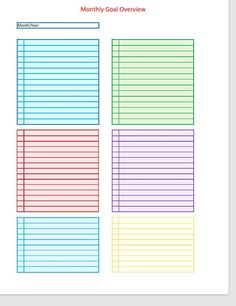 the goal sheet is shown in three different colors