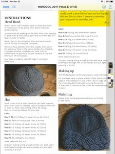 an image of a page with instructions on how to crochet the beanie