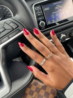 Red nails, nail designs , winter nails , fall nails Wine Red Nails Almond, Nails To Go With Red Dress, Nails With Red Dress, Red Ballerina Nails, Red Nails Trendy, Nails For Red Dress, Trendy Nails Winter, Red Oval Nails, Red Nails Almond