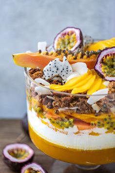 a dessert with fruit and nuts in it