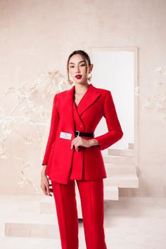 Scarlet Front Scarf Blazer MEAN BLVD Italian Chic, Mean Blvd, Folding Clothes, Peak Lapel, Long Trousers, Straight Trousers, Linen Trousers, Long Scarf, Women's Wardrobe