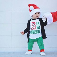 Santa is my Homeboy! 2 pc Set Toddler Christmas Shirt, Boys Christmas Shirt, Boys Christmas Outfits, Xmas Outfits, Kids Christmas Outfits, Santa Shirts, Toddler Christmas, Christmas 2017, Fall Baby