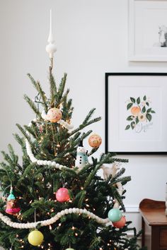 a decorated christmas tree with ornaments on it