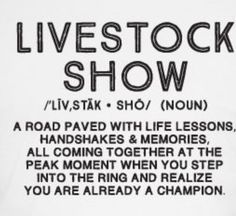 a t - shirt with the words livestock show written in black and white on it