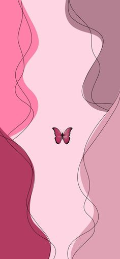 a pink and purple abstract background with a butterfly flying over the top of its wings