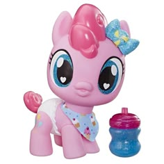 littlest pet shop pinkie pony with cup and shaker, on white background