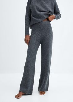 Straight knitted pants Grey Pleated Skirt, Cashmere Pants, Ralph Lauren Style, Grey Outfit, Loungewear Women, Flared Pants, Grey Pants, Womens Loungewear, Knit Pants