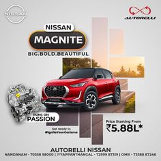 an advertisement for the nissan magnite, which is being advertised on its website