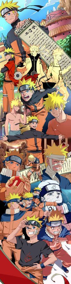 the many faces of naruto and his friends in one image, with each being different