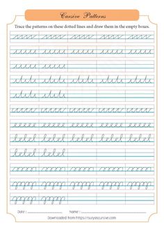 the cursive handwriting worksheet for children to learn how to write letters