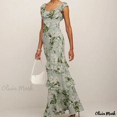 Olivia Mark - Floral Print Sleeveless Maxi Dress with Wide Shoulder Straps and Cinched Waist Sleeveless Floral Dress, Maxi Dresses Casual, Ruffle Skirt, Sleeveless Maxi Dress, Cinched Waist, Types Of Skirts, Olivia Mark, Floral Print Dress, Types Of Collars