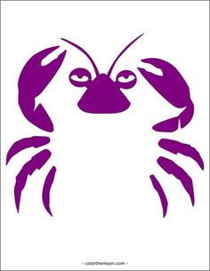 a purple silhouette of a crab with large claws on it's head and eyes