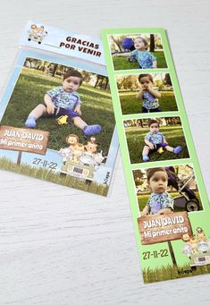 two baby announcement cards with pictures of babies on them and the words, cricias popinir