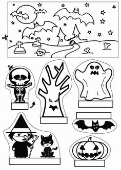 halloween cut outs for kids to make with their own paper crafting supplies, including pumpkins and bats