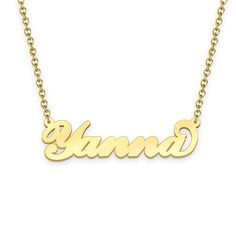 Yanna name necklace Gold Custom Necklace, Personalized Gifts For Her 
								Add something extra special to your jewelry box with Name Necklace Official engravable necklaces.
								The Yanna's 14k gold name necklace is best gifts for Yanna. Name Necklace Official provides affordable engravable jewelry that won't 
								break the bank. In addition, these pieces make for very thoughtful and appreciated gifts for friends and family. 
								And whether valentine's day gifts, mother's day gifts, christmas gifts, wedding gifts, graduation gifts, birthday gifts,
								 NAME NECKLACE are all the best gift choice store. Classic Name Necklaces For Mother's Day, Classic Name Charm Necklaces For Mother's Day, Gold Necklace With Names For Mom, Classic Engraved Name Necklace For Mother's Day, Yellow Gold Name Necklace For Anniversary, Nameplate Necklace For Anniversary, Classic Gold Name Necklace For Personalized Gift, Gold Jewelry With Names For Mother's Day, Yellow Gold Necklaces With Names For Mom