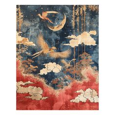 Moonlit Chinoiserie Hand Tufted Rug Ethereal Clouds, Dreamy Atmosphere, Hand Tufted Rug, The Silk Road, Recycled Canvas, Silk Road, Idea Board, Hand Tufted Rugs, Tufted Rug