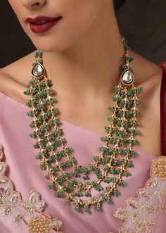 "This is a stunning handmade necklace perfect for high end Jewelry Collector, a keeper in Traditional Vintage Indian/Pakistani Bridal jewelry and a Luxury Gift for your Daughter, Sister or Wife on Wedding or Anniversary. Perfect for any type of occasions, weddings And celebrations and a beautiful & memorable gift for weddings and special occasions. -Kundan Necklace Set with Earrings. -Designer multi layered necklace. -Gold Plated Set with Kundan Stones which shine like Polki Diamonds. Easy to we Bollywood Style Long Necklace For Gifts, Green Bollywood Necklace With Peacock Design, Kundan Chandbali Necklace With Jewels, Green Bollywood Necklaces With Peacock Design, Kundan Necklace With Jewels For Gift, Kundan Necklace With Jewels As A Gift, Kundan Embellished Necklace For Gift, Gift Kundan Necklace, Kundan Long Necklace For Party