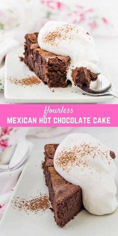 mexican hot chocolate cake with whipped cream on top